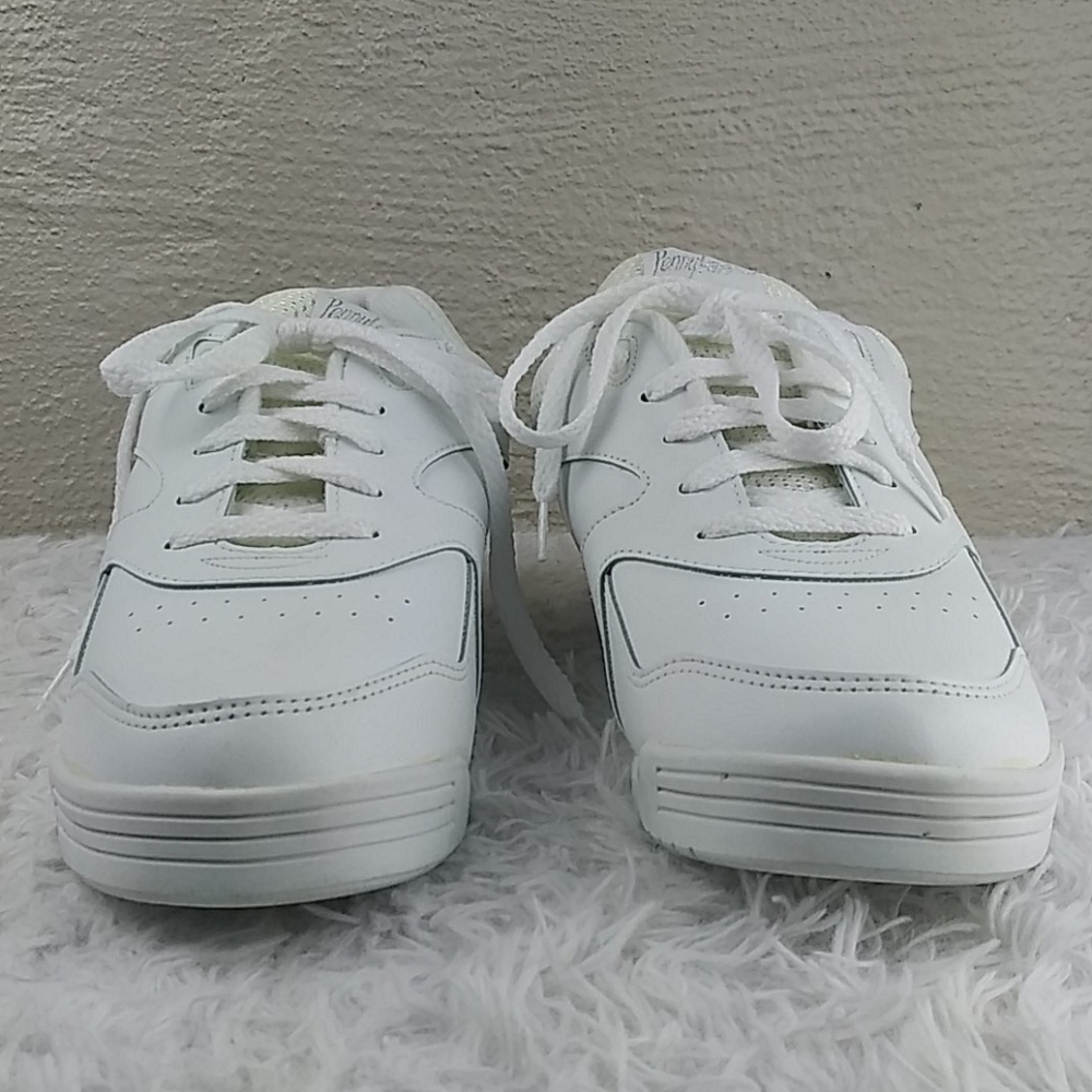 Penny Lane White Faux Leather Mesh Upper Almond Toe Lace Up Low Top Sneaker - Picture 3 of 13